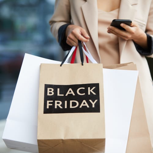 black friday shopping bag and shopper